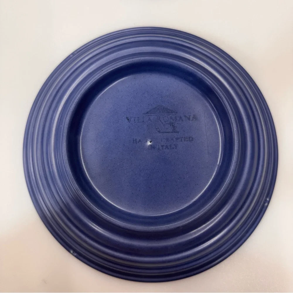 2 Villa Romana Salad Bowls ~ 8.25” Periwinkle Slate Blue Handmade In Italy